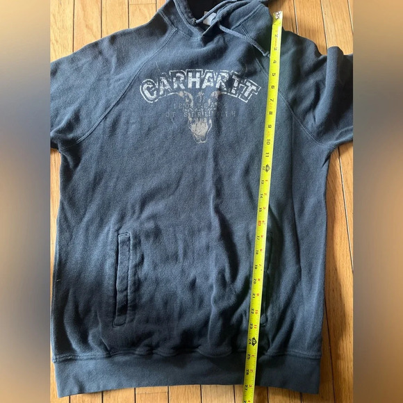 carhartt hoodie Men’s Medium Gray Waffled Logo Button Pockets Gorpcore - Picture 4 of 6